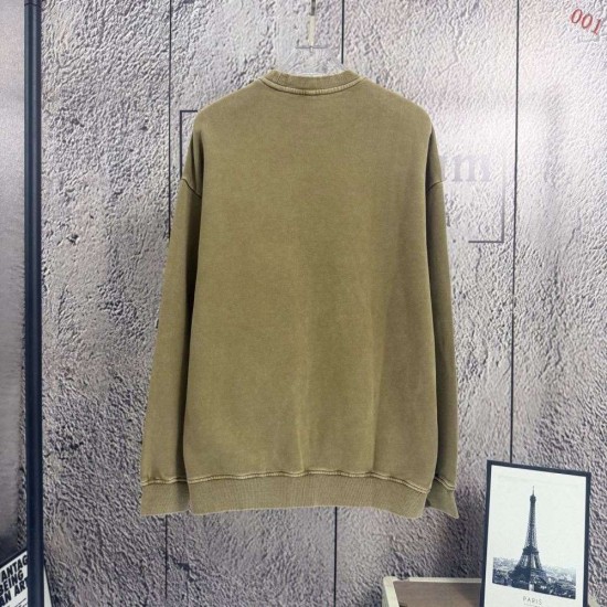 AMIRI 2026秋冬新作 スノーウォッシュ カレッジロゴ クルーネックスウェットシャツ 岩石灰 男女兼用 メンズ レディース