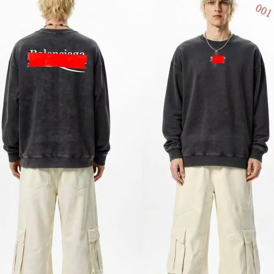 BALENCIAGA 2026秋冬新作 スノーウォッシュ テープディテール クルーネックスウェットシャツ 男女兼用 メンズ レディース
