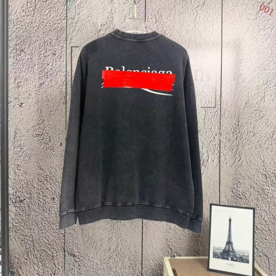 BALENCIAGA 2026秋冬新作 スノーウォッシュ テープディテール クルーネックスウェットシャツ 男女兼用 メンズ レディース