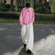 BALENCIAGA 2026秋冬新作 スノーウォッシュ テープディテール クルーネックスウェットシャツ 粉色 男女兼用 メンズ レディース