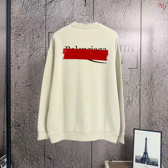 BALENCIAGA 2026秋冬新作 スノーウォッシュ テープディテール クルーネックスウェットシャツ 杏色 男女兼用 メンズ レディース