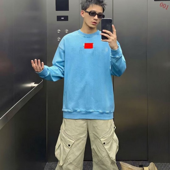 BALENCIAGA 2026秋冬新作 スノーウォッシュ テープディテール クルーネックスウェットシャツ 天蓝色 男女兼用 メンズ レディース