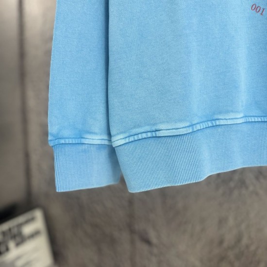 BALENCIAGA 2026秋冬新作 スノーウォッシュ テープディテール クルーネックスウェットシャツ 天蓝色 男女兼用 メンズ レディース