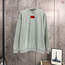 BALENCIAGA 2026秋冬新作 スノーウォッシュ テープディテール クルーネックスウェットシャツ 浅灰色 男女兼用 メンズ レディース