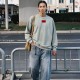 BALENCIAGA 2026秋冬新作 スノーウォッシュ テープディテール クルーネックスウェットシャツ 浅灰色 男女兼用 メンズ レディース