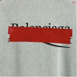 BALENCIAGA 2026秋冬新作 スノーウォッシュ テープディテール クルーネックスウェットシャツ 浅灰色 男女兼用 メンズ レディース