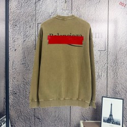 BALENCIAGA 2026秋冬新作 スノーウォッシュ テープディテール クルーネックスウェットシャツ 岩石灰 男女兼用 メンズ レディース