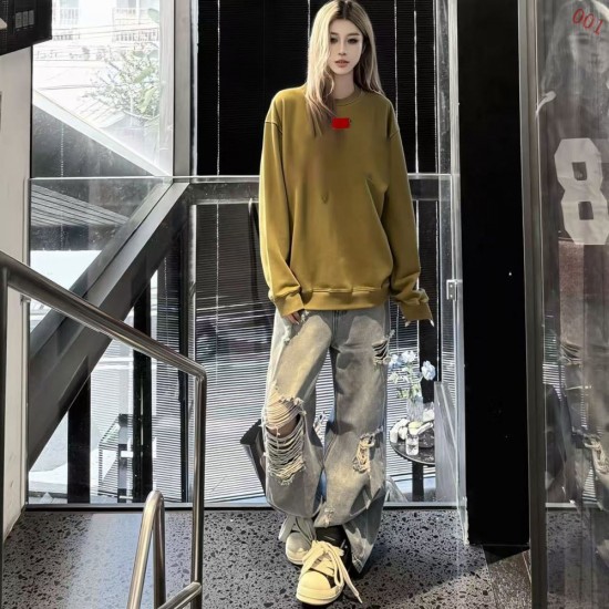 BALENCIAGA 2026秋冬新作 スノーウォッシュ テープディテール クルーネックスウェットシャツ 岩石灰 男女兼用 メンズ レディース
