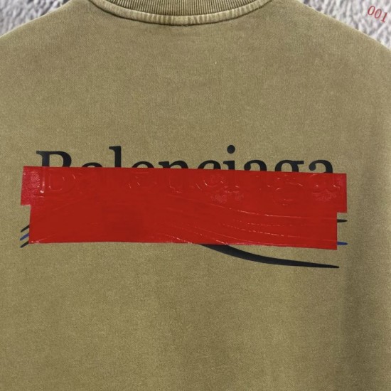 BALENCIAGA 2026秋冬新作 スノーウォッシュ テープディテール クルーネックスウェットシャツ 岩石灰 男女兼用 メンズ レディース