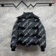 BALENCIAGA 2025新作 リバーシブル ロゴ総柄 中綿ジャケット ダウンジャケット 黒 男女兼用 メンズ レディース