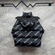 BALENCIAGA 2025新作 リバーシブル ロゴ総柄 中綿ジャケット ダウンジャケット 黒 男女兼用 メンズ レディース