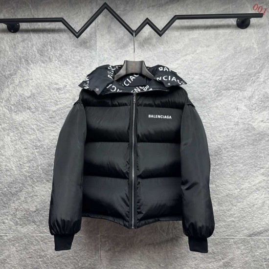 BALENCIAGA 2025新作 リバーシブル ロゴ総柄 中綿ジャケット ダウンジャケット 黒 男女兼用 メンズ レディース