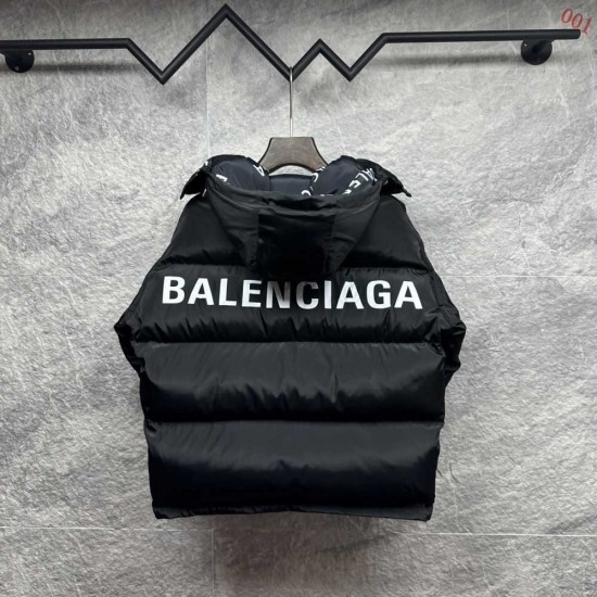 BALENCIAGA 2025新作 リバーシブル ロゴ総柄 中綿ジャケット ダウンジャケット 黒 男女兼用 メンズ レディース