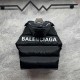 BALENCIAGA 2025新作 リバーシブル ロゴ総柄 中綿ジャケット ダウンジャケット 黒 男女兼用 メンズ レディース