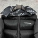 BALENCIAGA 2025新作 リバーシブル ロゴ総柄 中綿ジャケット ダウンジャケット 黒 男女兼用 メンズ レディース