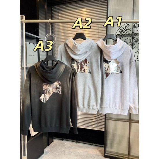 バレンシアガ 26FW パスポート スタンプ ロゴ ヴィンテージ ダメージ フーディ オーバーサイズ パーカー メンズ レディース