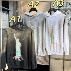 バレンシアガ 26FW 自由の女神 パリ ヴィンテージ ダメージ フーディ オーバーサイズ パーカー メンズ レディース