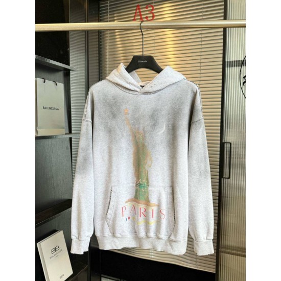 バレンシアガ 26FW 自由の女神 パリ ヴィンテージ ダメージ フーディ オーバーサイズ パーカー メンズ レディース
