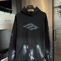 バレンシアガ 2026FW Mロゴ セメント ペイント グラフィティ 460g ヘビーウェイト フーディ パーカー オーバーサイズ メンズ レディース