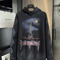 バレンシアガ 2026FW パリ エッフェル塔 スリーブグラフィック 460g ヘビーウェイト フーディ パーカー オーバーサイズ メンズ レディース