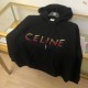 CELINE セリーヌ 渐变亮片刺绣 100%ウール フーデッドニットブルゾン 连帽ニット外套 黒 男女兼用 メンズ レディース