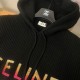 CELINE セリーヌ 渐变亮片刺绣 100%ウール フーデッドニットブルゾン 连帽ニット外套 黒 男女兼用 メンズ レディース