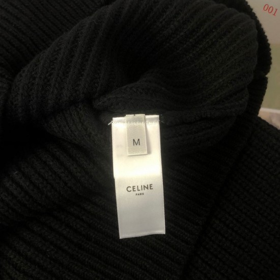 CELINE セリーヌ 渐变亮片刺绣 100%ウール フーデッドニットブルゾン 连帽ニット外套 黒 男女兼用 メンズ レディース