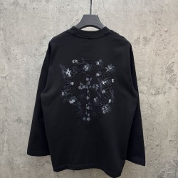 クロムハーツ 26SS/AW 中空3D立体刺繍 直噴グラデーション ロングTシャツ カットソー 6609 白 黒 メンズ レディース