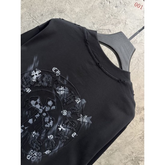 クロムハーツ 26SS/AW 中空3D立体刺繍 直噴グラデーション ロングTシャツ カットソー 6609 白 黒 メンズ レディース