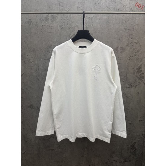 クロムハーツ 26SS/AW 中空3D立体刺繍 直噴グラデーション ロングTシャツ カットソー 6609 白 黒 メンズ レディース
