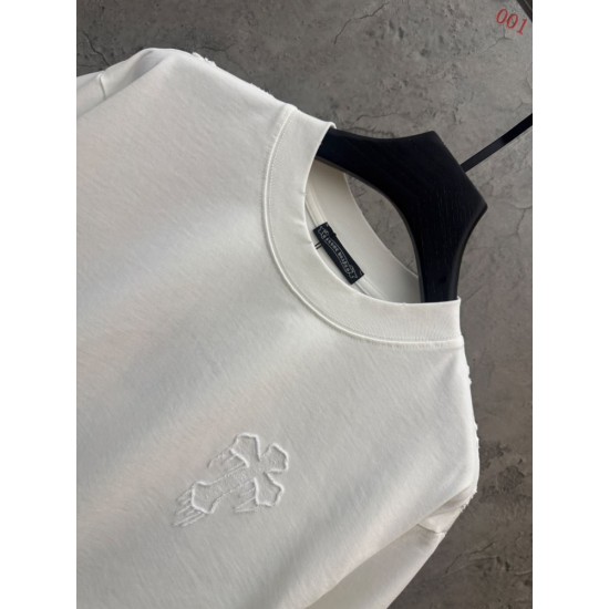 クロムハーツ 26SS/AW 中空3D立体刺繍 直噴グラデーション ロングTシャツ カットソー 6609 白 黒 メンズ レディース