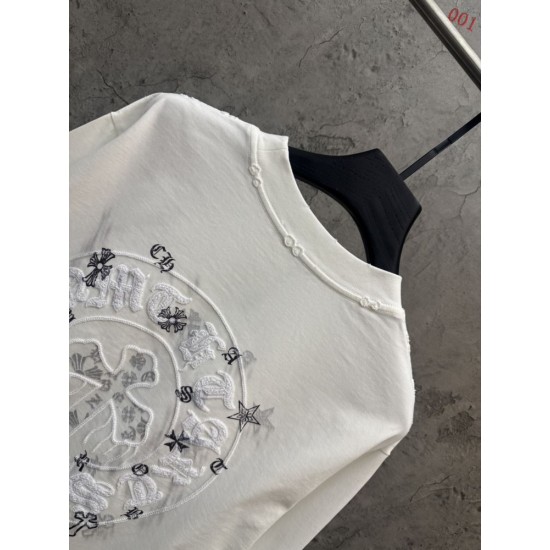 クロムハーツ 26SS/AW 中空3D立体刺繍 直噴グラデーション ロングTシャツ カットソー 6609 白 黒 メンズ レディース