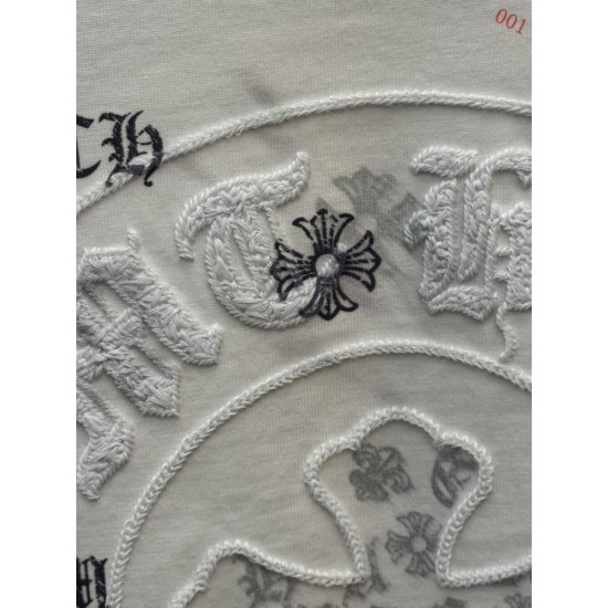 クロムハーツ 26SS/AW 中空3D立体刺繍 直噴グラデーション ロングTシャツ カットソー 6609 白 黒 メンズ レディース