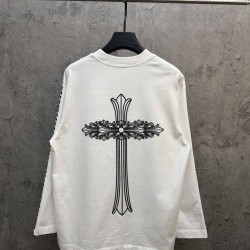 クロムハーツ 26SS/AW 中空3D立体刺繍 スリーブロゴ ロングTシャツ カットソー 6610 白 黒 メンズ レディース