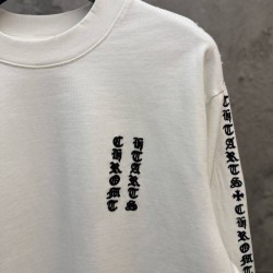 クロムハーツ 26SS/AW 中空3D立体刺繍 スリーブロゴ ロングTシャツ カットソー 6610 白 黒 メンズ レディース