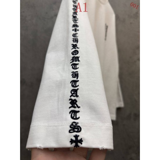 クロムハーツ 26SS/AW 中空3D立体刺繍 スリーブロゴ ロングTシャツ カットソー 6610 白 黒 メンズ レディース