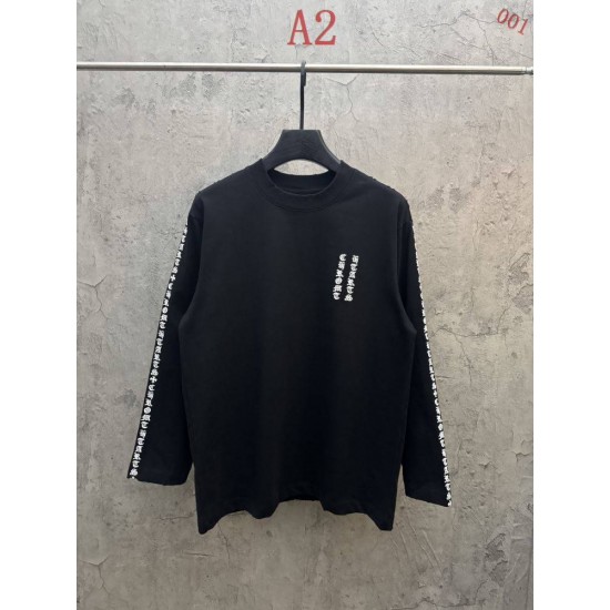 クロムハーツ 26SS/AW 中空3D立体刺繍 スリーブロゴ ロングTシャツ カットソー 6610 白 黒 メンズ レディース