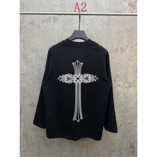 クロムハーツ 26SS/AW 中空3D立体刺繍 スリーブロゴ ロングTシャツ カットソー 6610 白 黒 メンズ レディース