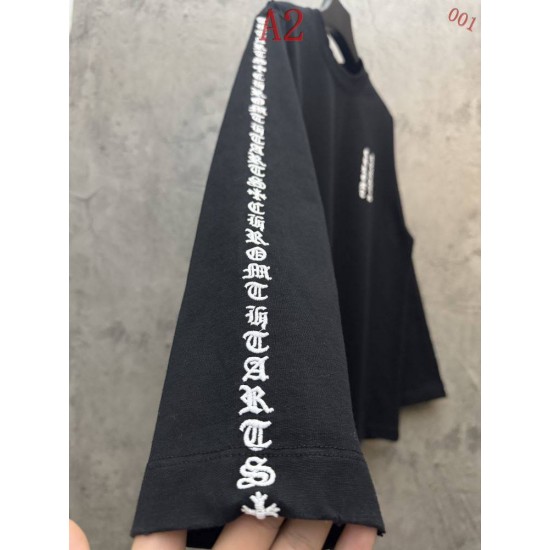 クロムハーツ 26SS/AW 中空3D立体刺繍 スリーブロゴ ロングTシャツ カットソー 6610 白 黒 メンズ レディース