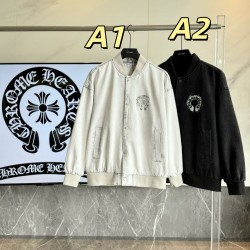 クロムハーツ 2026 スモーク ホースシュー 重工刺繍 デニム バーシティジャケット スタジャン メンズ レディース