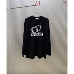 DIOR ディオール CDロゴ プリント クルーネックスウェットシャツ トレーナー 米白色 黑色 男女兼用 メンズ レディース 360g
