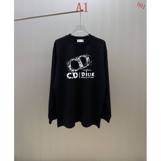 DIOR ディオール CDロゴ プリント クルーネックスウェットシャツ トレーナー 米白色 黑色 男女兼用 メンズ レディース 360g