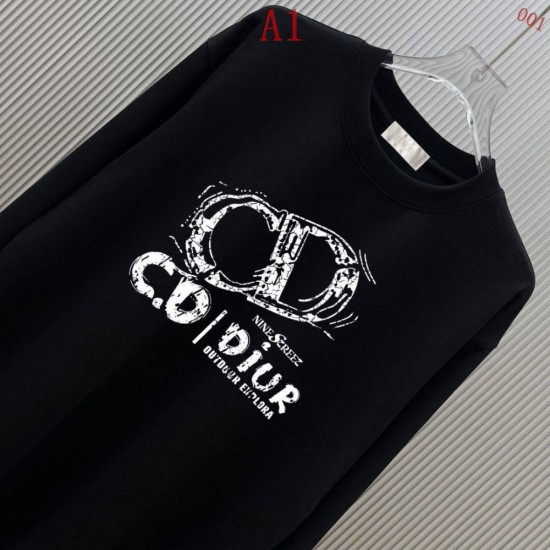 DIOR ディオール CDロゴ プリント クルーネックスウェットシャツ トレーナー 米白色 黑色 男女兼用 メンズ レディース 360g