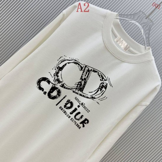 DIOR ディオール CDロゴ プリント クルーネックスウェットシャツ トレーナー 米白色 黑色 男女兼用 メンズ レディース 360g