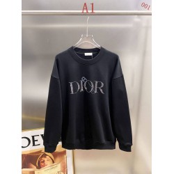 ディオール 2026AW クラシックロゴ 立体シリコン＆発泡加工 クルーネック スウェット トレーナー 黒 白 メンズ レディース
