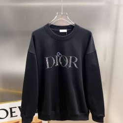 ディオール 2026AW クラシックロゴ 立体シリコン＆発泡加工 クルーネック スウェット トレーナー 黒 白 メンズ レディース