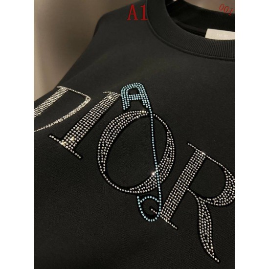 ディオール 2026AW クラシックロゴ 立体シリコン＆発泡加工 クルーネック スウェット トレーナー 黒 白 メンズ レディース