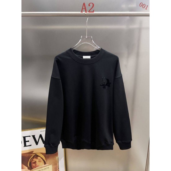 ディオール 2026AW クラシックロゴ 立体シリコン＆発泡加工 クルーネック スウェット トレーナー 黒 白 メンズ レディース
