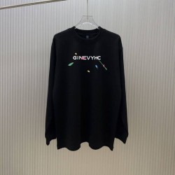 ジバンシー ロゴプリント クルーネック 長袖スウェットシャツ Tシャツ オフホワイト ブラック メンズ レディース