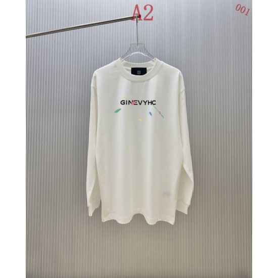 ジバンシー ロゴプリント クルーネック 長袖スウェットシャツ Tシャツ オフホワイト ブラック メンズ レディース
